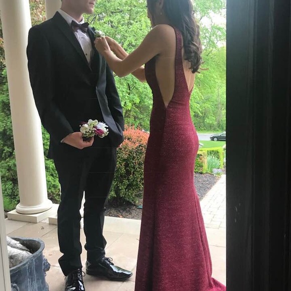 Jovani sparkly Wine Red maroon prom dress - Picture 2 of 4